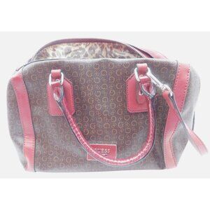 Guess Brown Red G Logo Monogram Purse Handbag Satchel